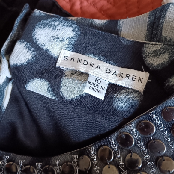 Sandra Darren Black and White Patterned Midi Dress - Picture 6 of 6